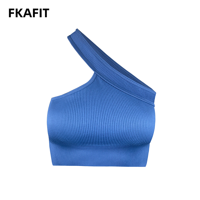 Yoga Mat For Fitness - 女性用の通気性のあるニットブラ,セクシーなワンショルダースポーツブラ,パッド入りの下着,ジム,フィットネス用