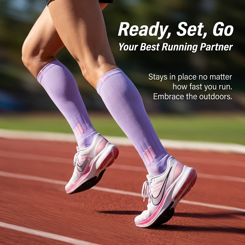 Yoga Fitness & Nutrition Llp - 1/6 ペア女性の夏のフィットネスランニングロングソックス縄跳び圧縮弾性痩身脚圧ロングチューブヨガソックス