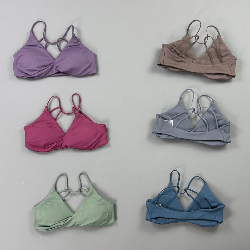 Yoga Mat For Fitness - ビジョンウィメンズスポーツブラ Vネックツイストフロント細ストラップクロスバックシームレスパッド入りヨガブラジムピラティスランニングワークアウト下着