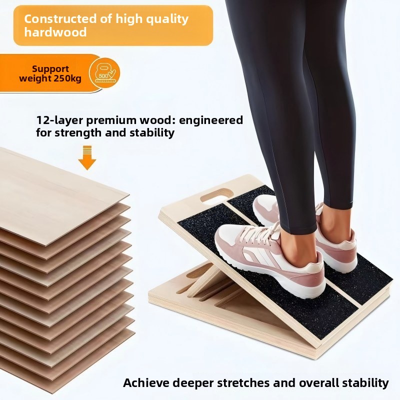 Balance Board Fitness - ポータブル木製調整可能なバランスボードホームふくらはぎストレッチフィットネスペダル多機能腱ストレッチトレーニング機器