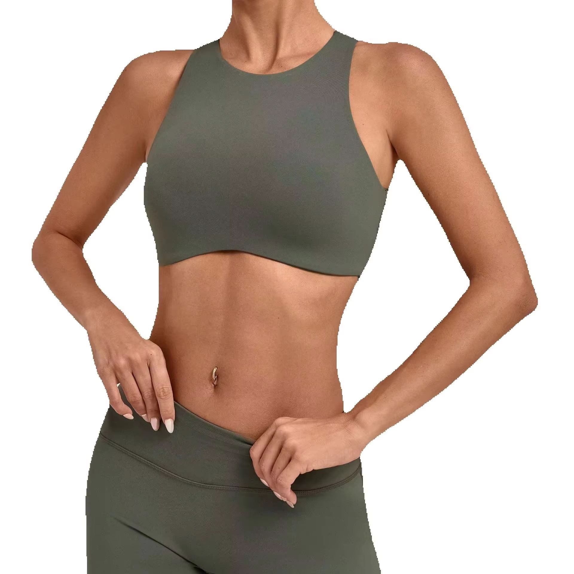 Yoga Fitness Logo - 女性用ハイネックスポーツブラ パッド入りレーサーバック オープンバック クロップトップ ソリッドヨガジムワークアウトタンクトップ 女性用アクティブウェアフィットネスベスト
