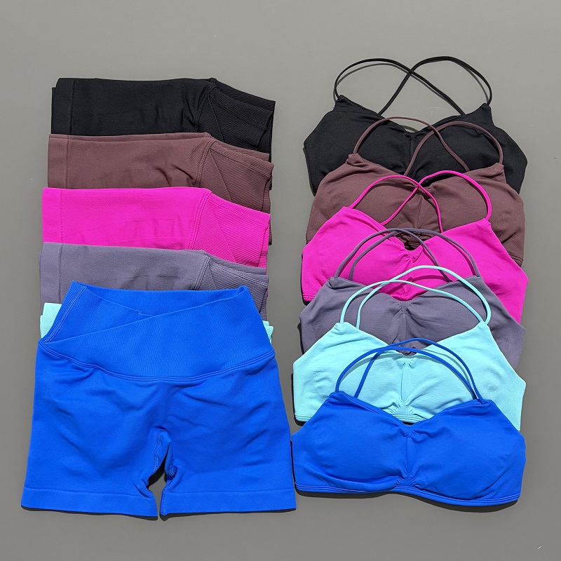 Yoga Fitness Kit - 2ピース ビジョンジムセット レディース ヨガ クロップトップ ハイウエスト