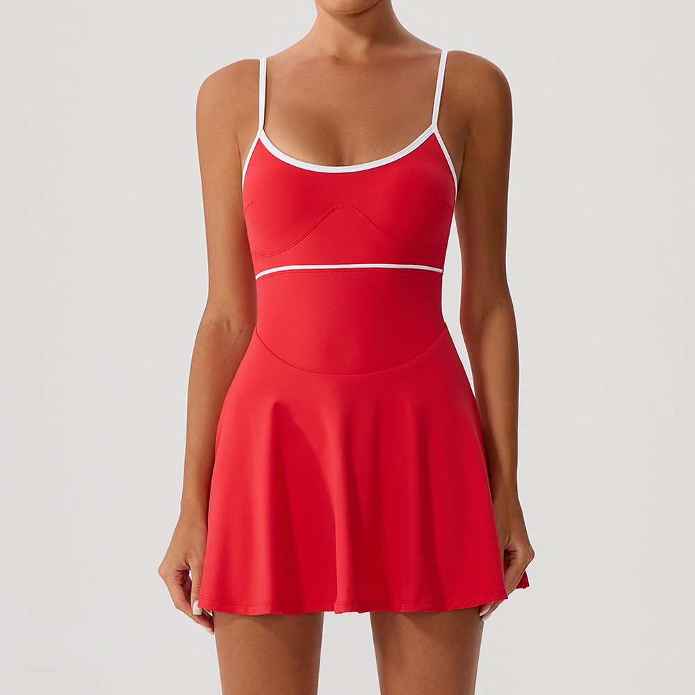 テニスドレス女性用ポケットゴルフスカートアンチショーツヨガス - Yoga Fitness Dress のレビューと価格
