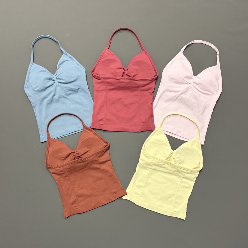 ジム女性用スポーツタンクトップ シームレス ホルターストラッ - Yoga Mat For Fitness のレビューと価格