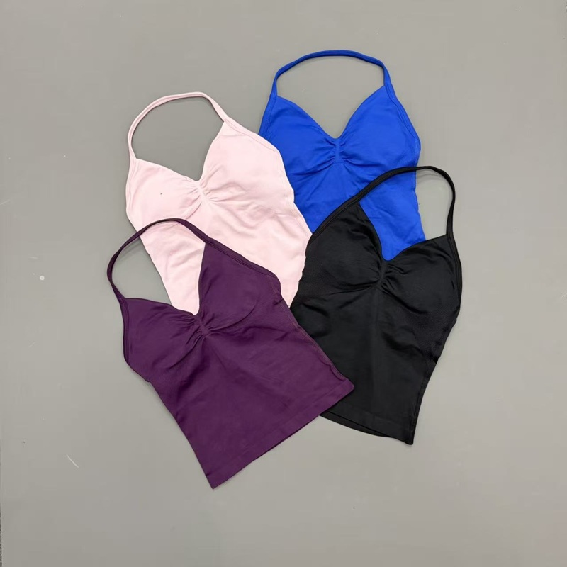 ジム女性用スポーツタンクトップ シームレス ホルターストラッ - Yoga Mat For Fitness のレビューと価格