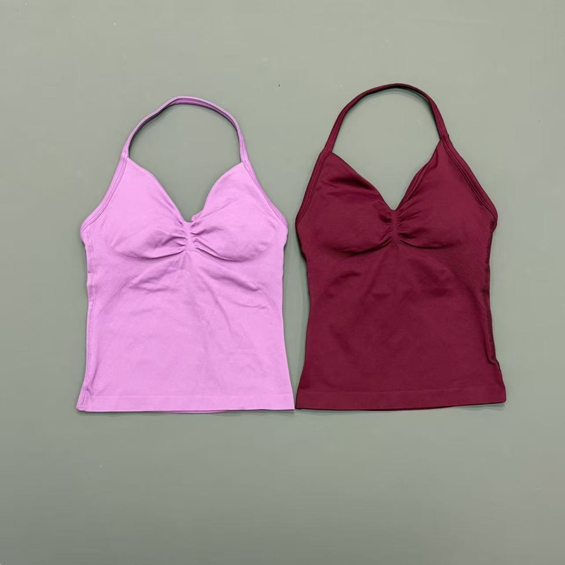ジム女性用スポーツタンクトップ シームレス ホルターストラッ - Yoga Mat For Fitness のレビューと価格