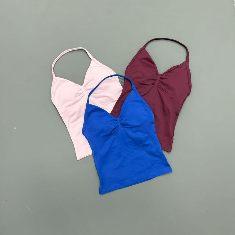 ジム女性用スポーツタンクトップ シームレス ホルターストラッ - Yoga Mat For Fitness のレビューと価格