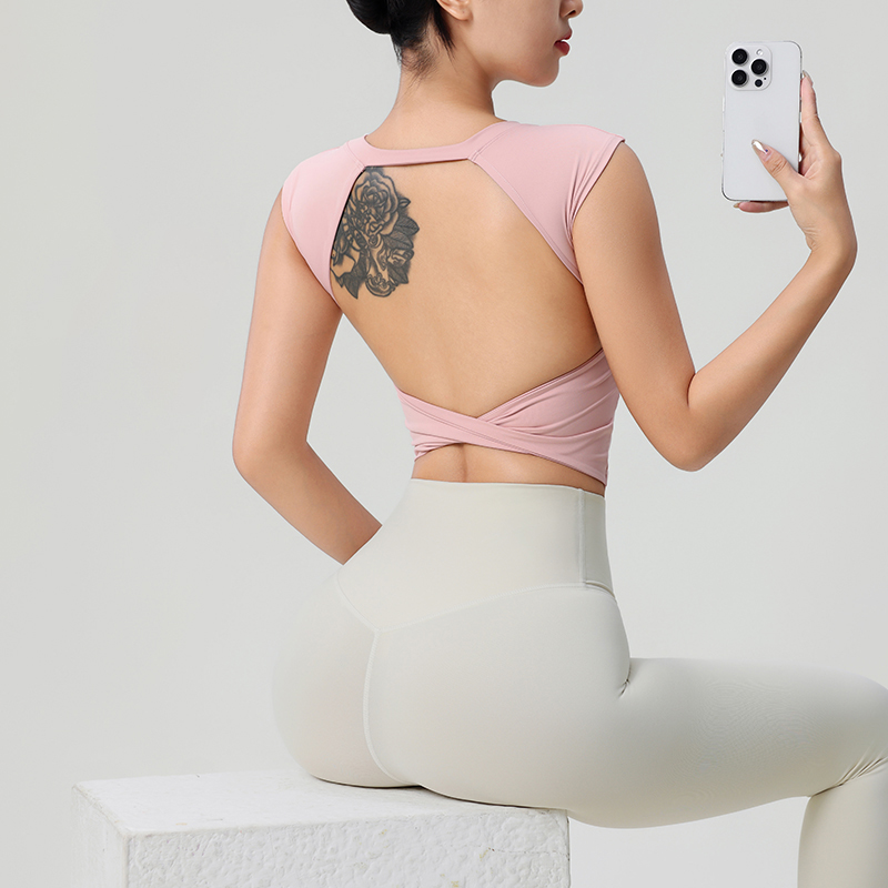 女性の背中の開いたフィットネス服固定胸パッド付き美しいトップ - Yoga Mat For Fitness のレビューと価格