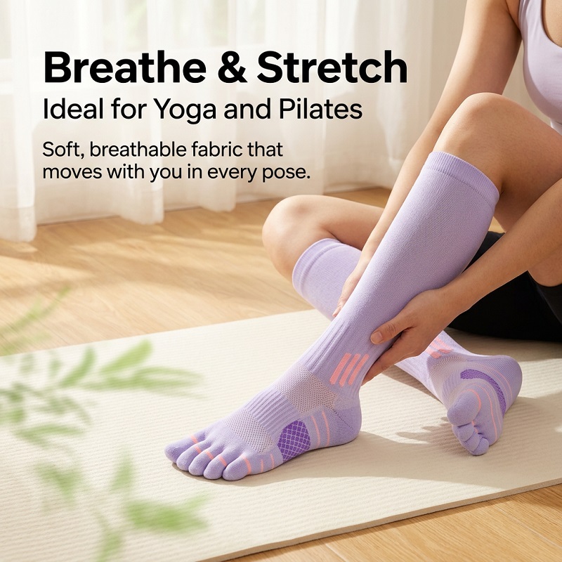 1/6 ペア女性の夏のフィットネスランニングロングソックス縄 - Yoga Fitness & Nutrition Llp のレビューと価格