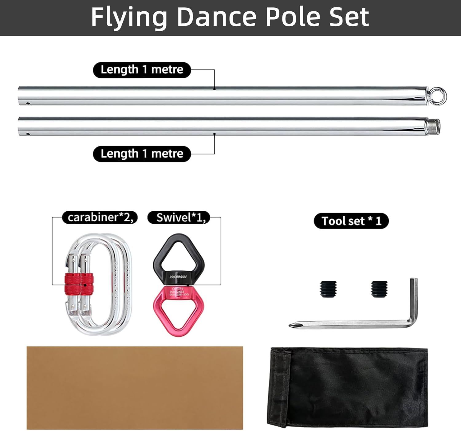 空中飛行ダンスポール 2M 360 °   回転式スチールポ - Yoga Fitness Spinning のレビューと価格