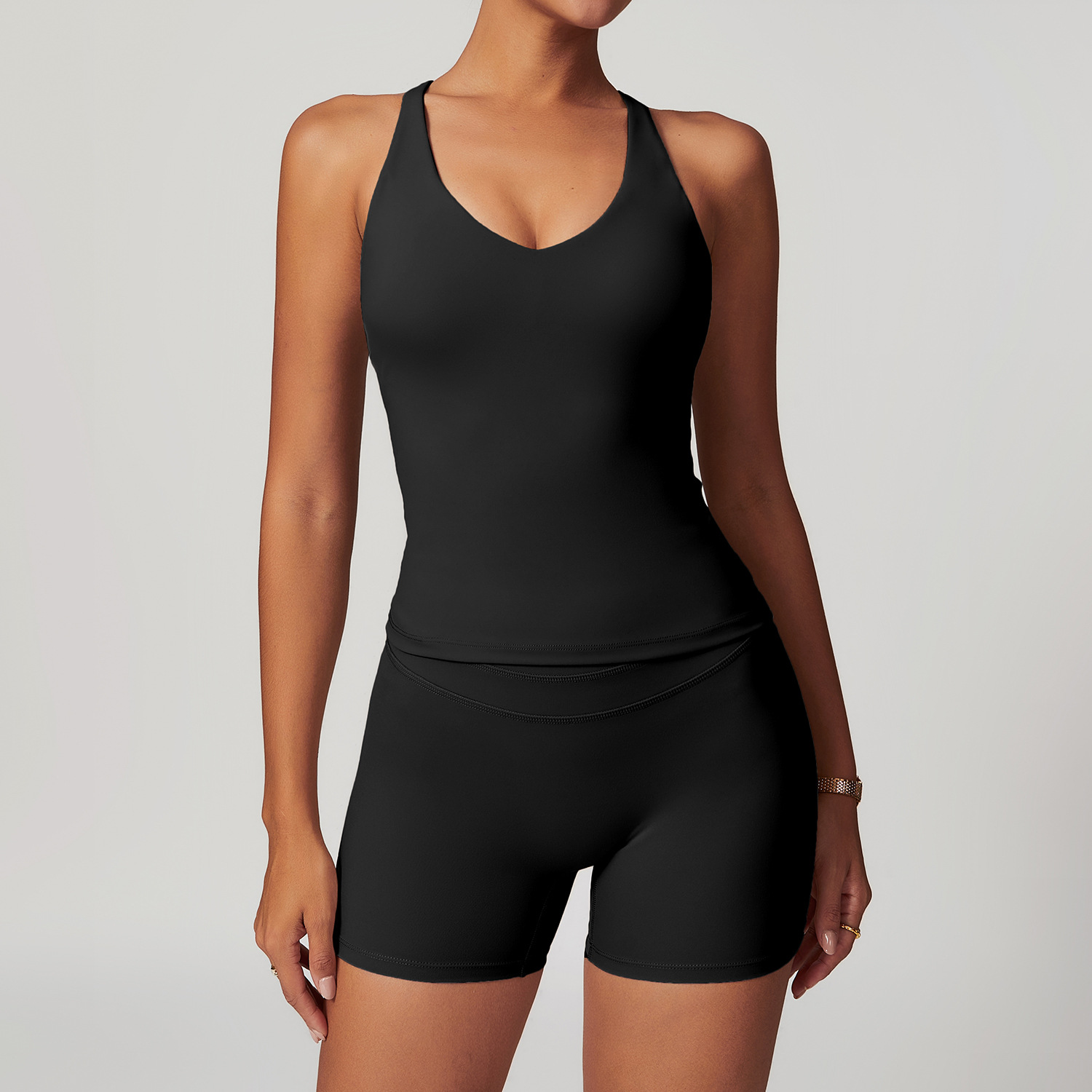 カスタムロゴ入りレディースタイトバックヨガスーツハイウエスト - Yoga Fitness Logo のレビューと価格