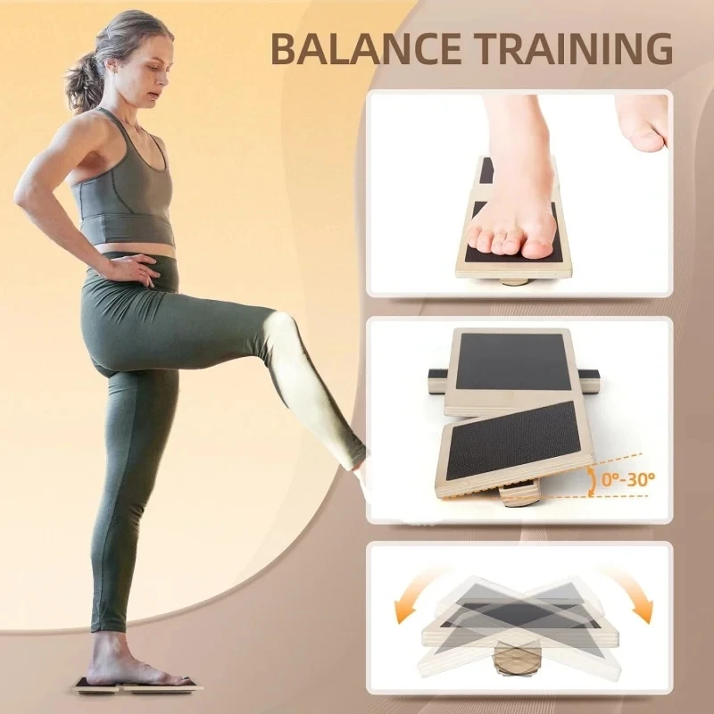 シングルフット木製バランスボード、フットトレーナー、バレエ、 - Balance Board Fitness のレビューと価格