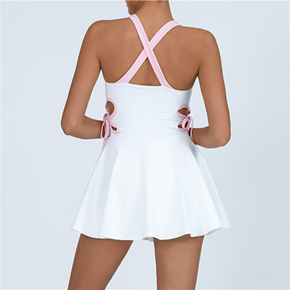 2026 パッド女性テニスヨガセットワンピースドレススポーツ - Yoga Fitness Dress のレビューと価格