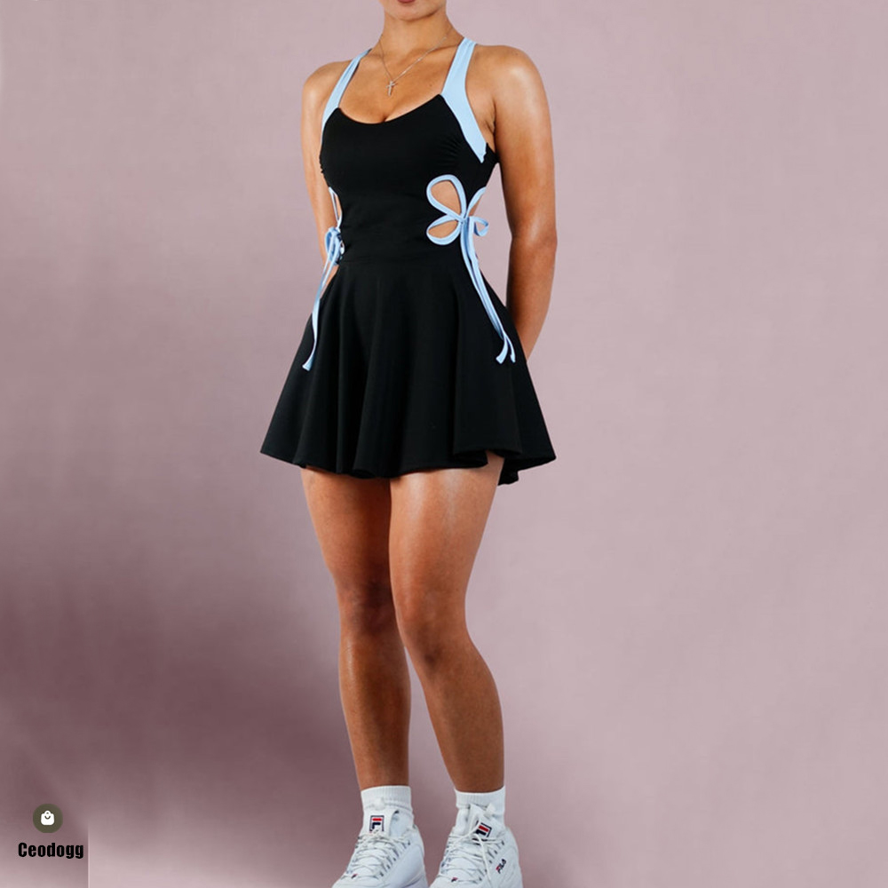 2026 パッド女性テニスヨガセットワンピースドレススポーツ - Yoga Fitness Dress のレビューと価格