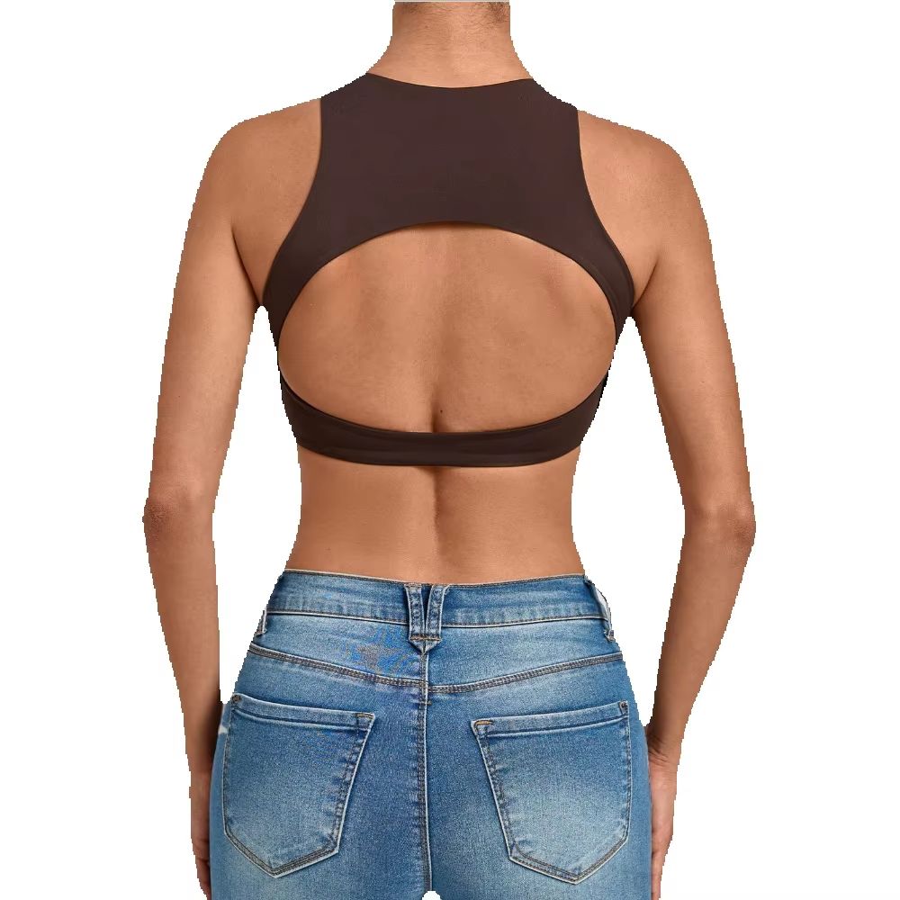 女性用ハイネックスポーツブラ パッド入りレーサーバック オー - Yoga Fitness Logo のレビューと価格