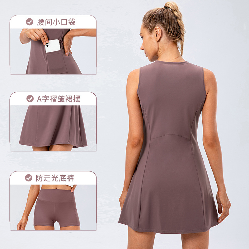 ショーツ付き通気性テニスドレス,ヨガ,フィットネス,カジュア - Yoga Fitness Dress のレビューと価格